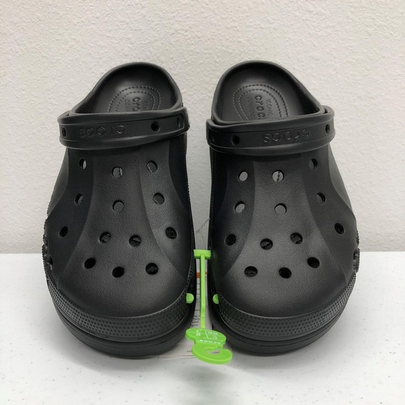 Crocs Clogs Mens Size 9 Womens Size 11 Black Baya Platform Comfort Slip On Shoes - Picture 2 of 12